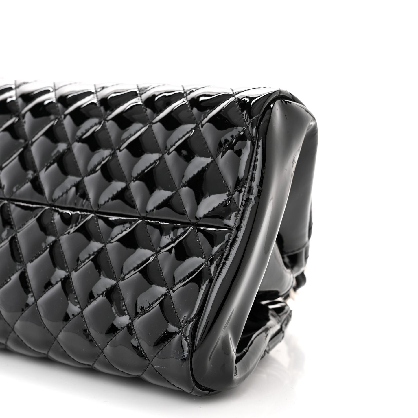Patent Quilted Medium Just Mademoiselle Bowling Bag Black