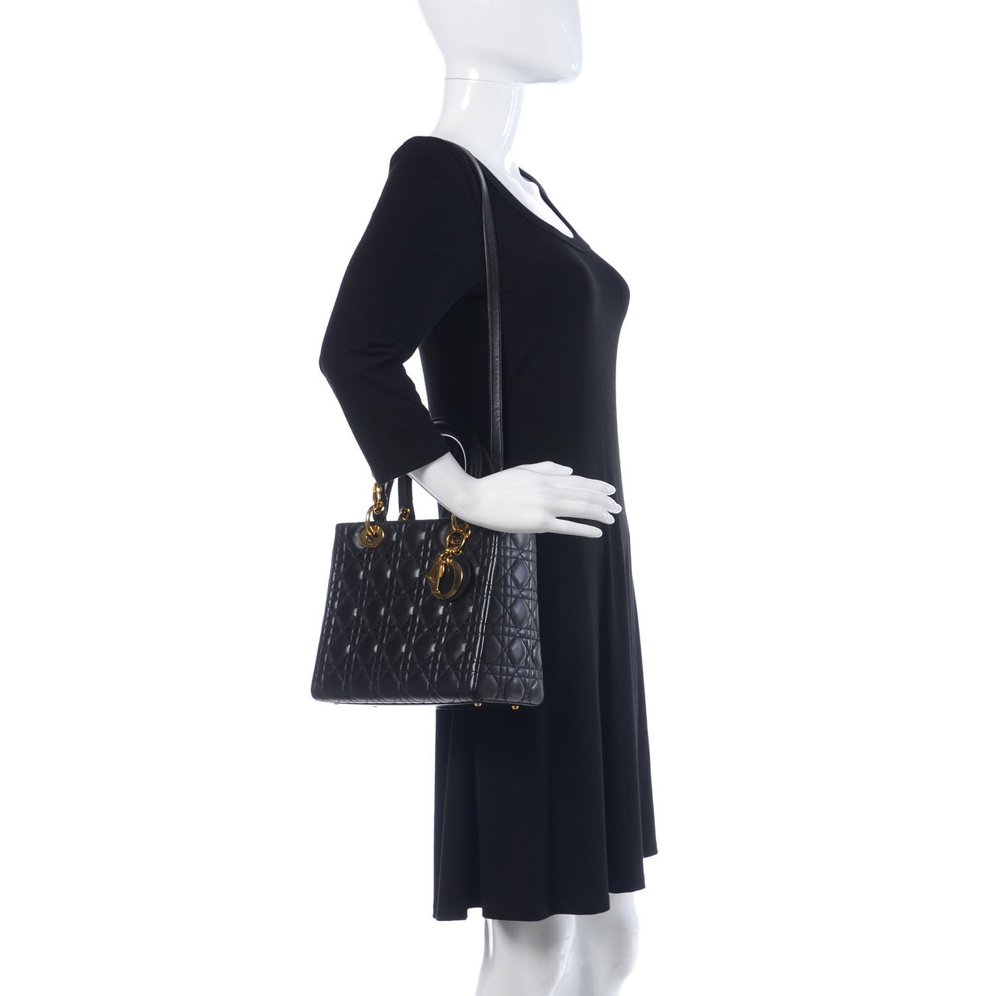 Lambskin Cannage Medium Lady Dior Black