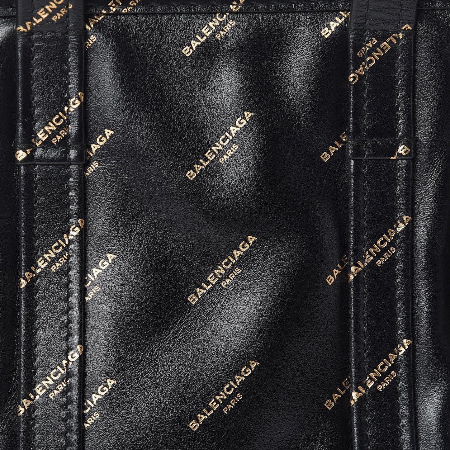 Calfskin Allover Logo XS Bazar Shopper Tote Black Gold