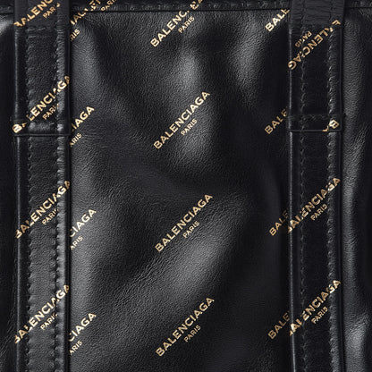 Balenciaga Calfskin Allover Logo XS Bazar Shopper Tote Black Gold 8 of 12