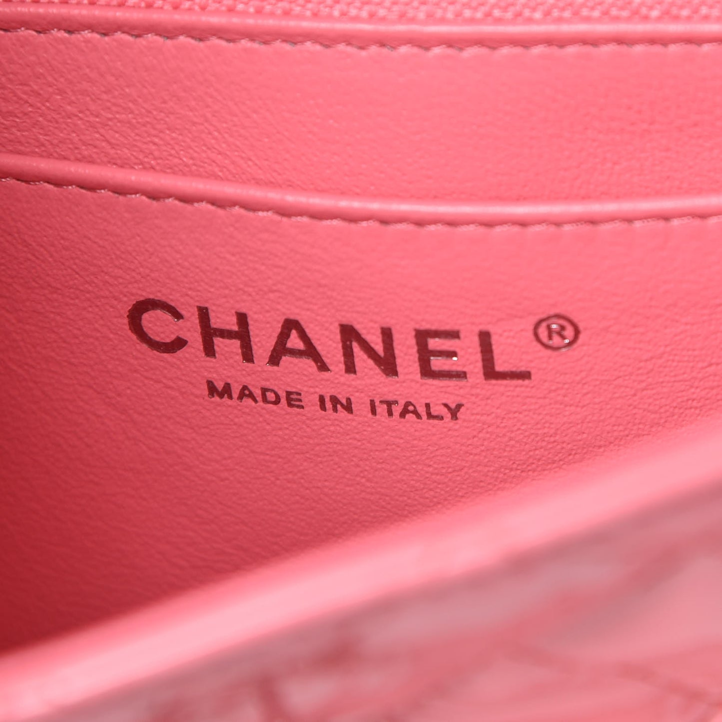 Patent Calfskin Quilted Mini Rectangular Flap Pink