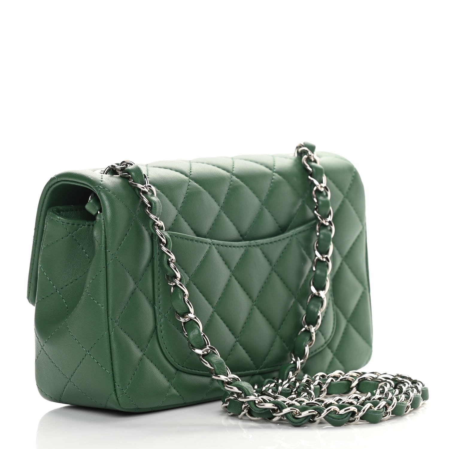 Chanel Lambskin Quilted Mini Rectangular Flap Green 3 of 13
