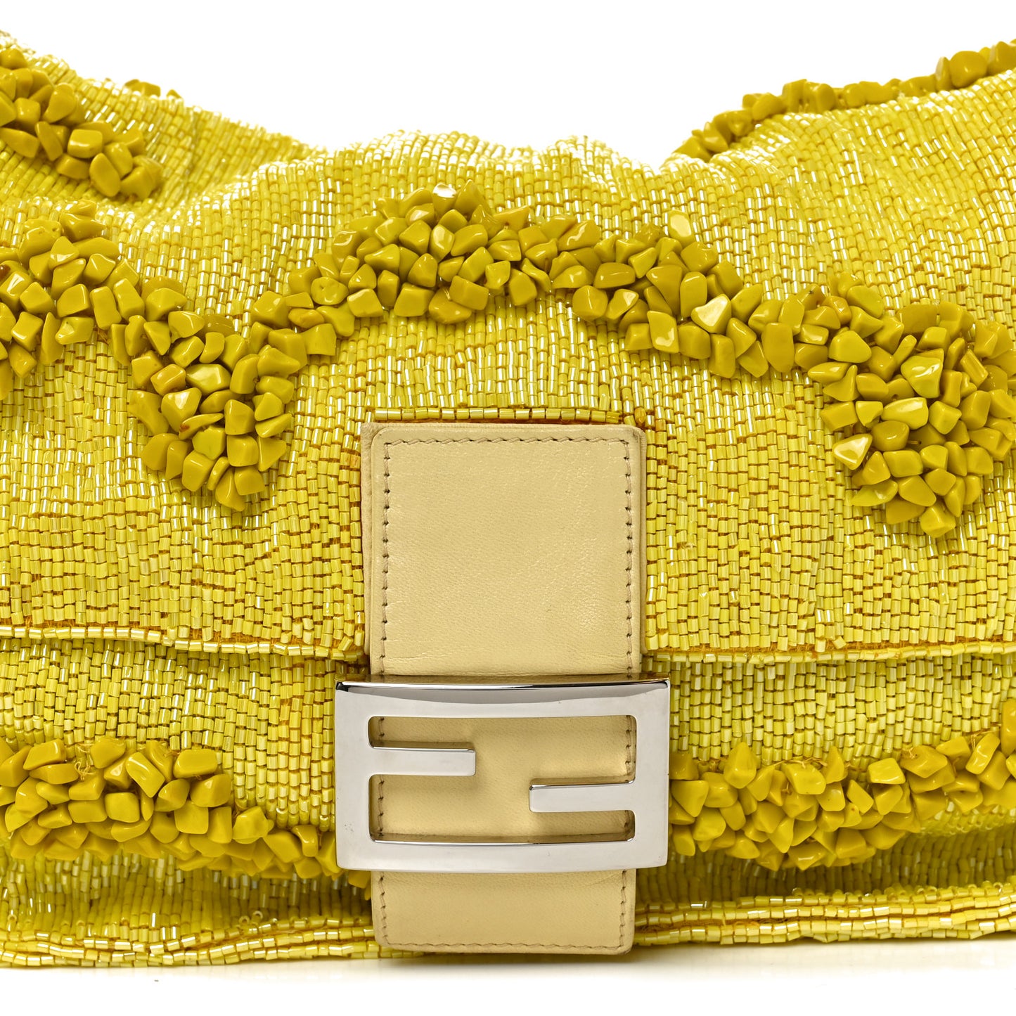 Rolling Stone Vitello Seta Bead Embroidered Mama Baguette Giallo