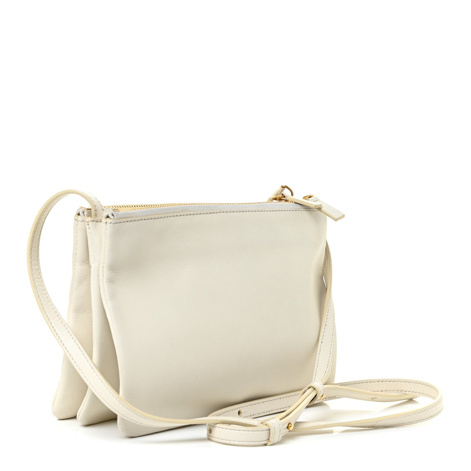 Celine Lambskin Large Trio Crossbody Bag White 2 of 18