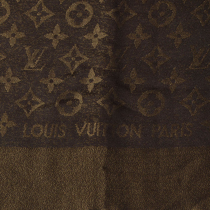 Louis Vuitton Silk Lurex Wool Monogram Shine Shawl Brown 4 of 5