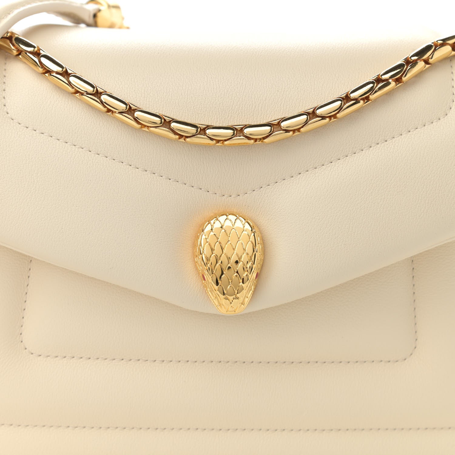 Bulgari Calfskin Matelasse Serpenti Reverse Crossbody Bag Ivory Opal 8 of 11