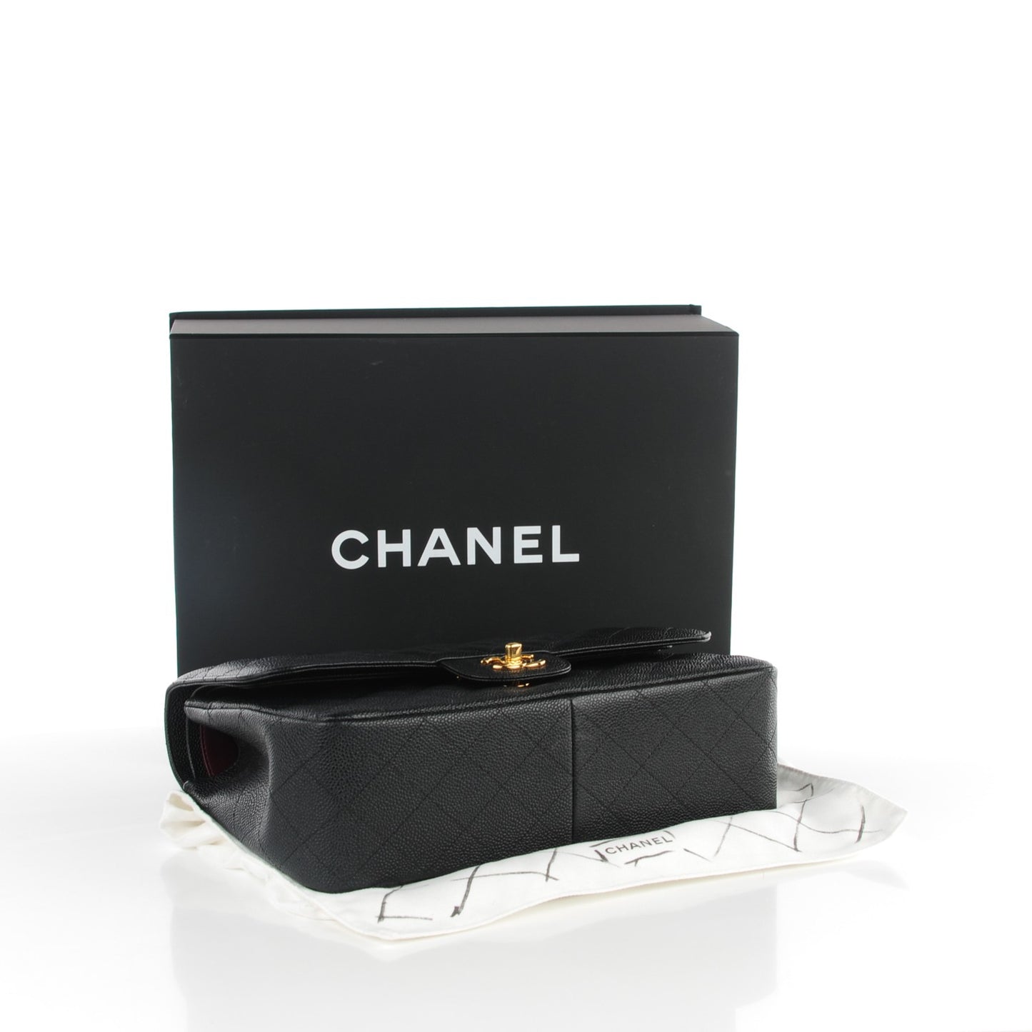 Caviar Quilted Jumbo Double Flap Black