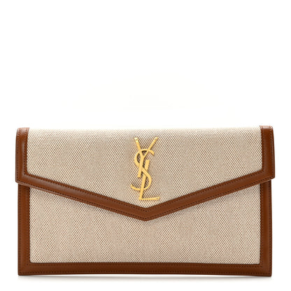 Saint Laurent Canvas Uptown Pouch Natural Beige Brick 1 of 11