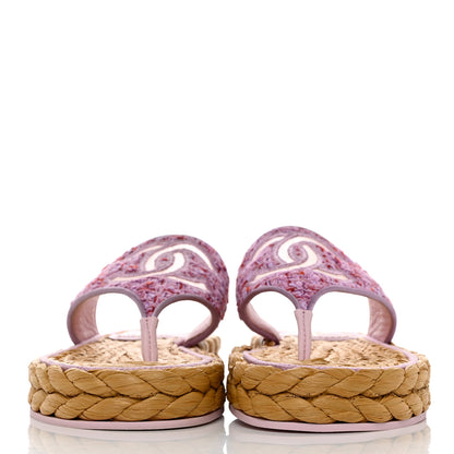 Chanel Tweed CC Thong Sandals Light 36 Purple Pink Red 2 of 9