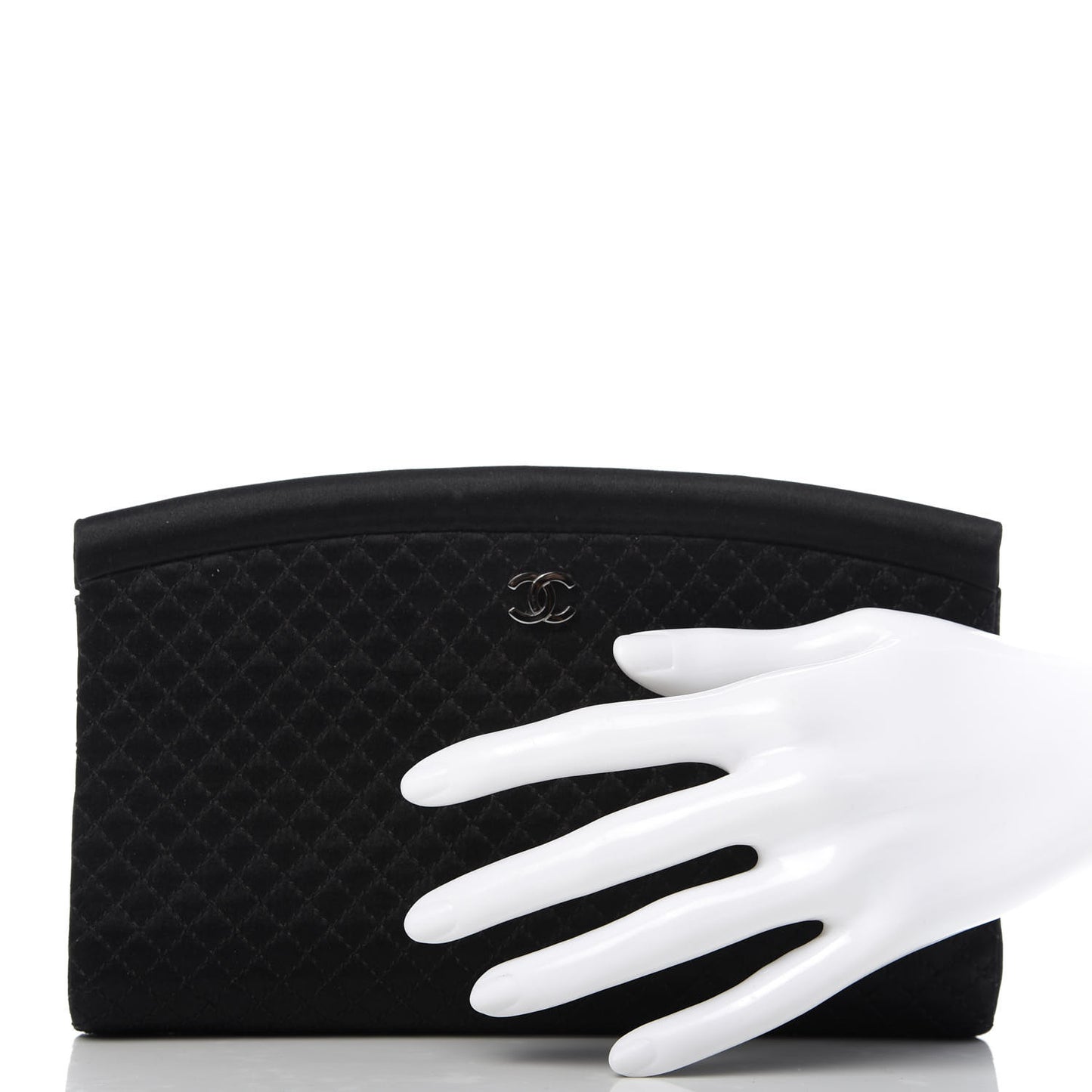 Satin Quilted Clutch Black