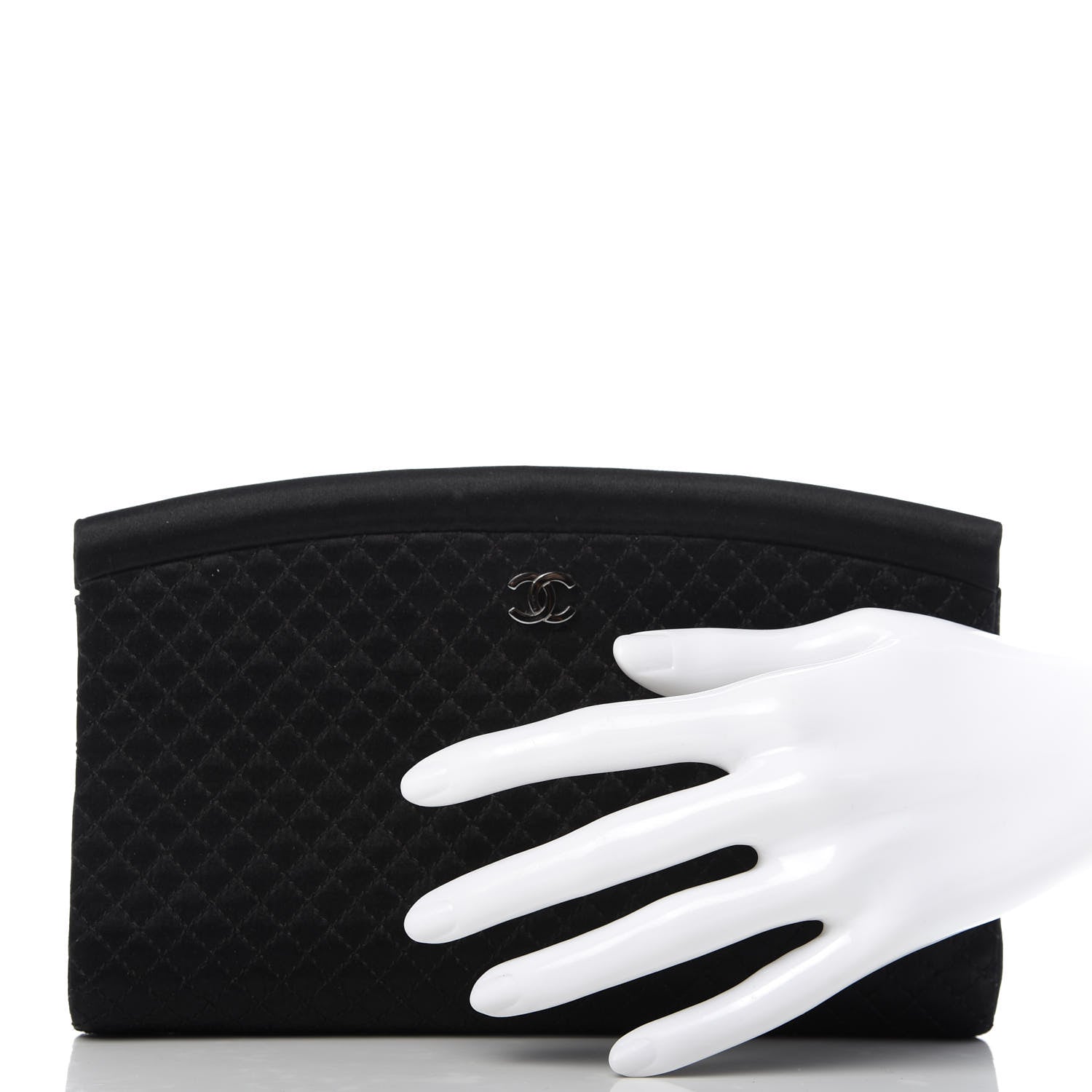 Chanel Satin Quilted Clutch Black 2 of 9