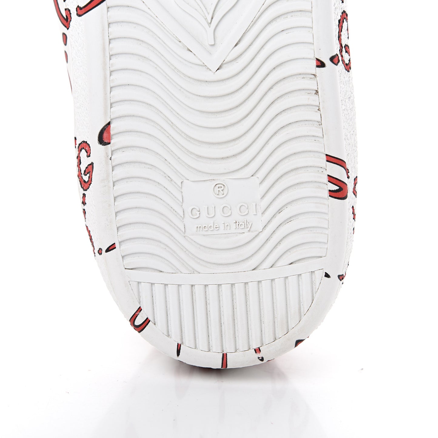 Calfskin GucciGhost Print Mens Ace Sneakers 10.5 White Hibiscus Red