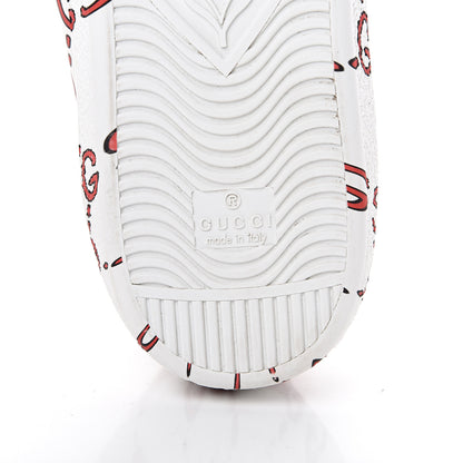 Gucci Calfskin GucciGhost Print Mens Ace Sneakers 10.5 White Hibiscus Red 6 of 7