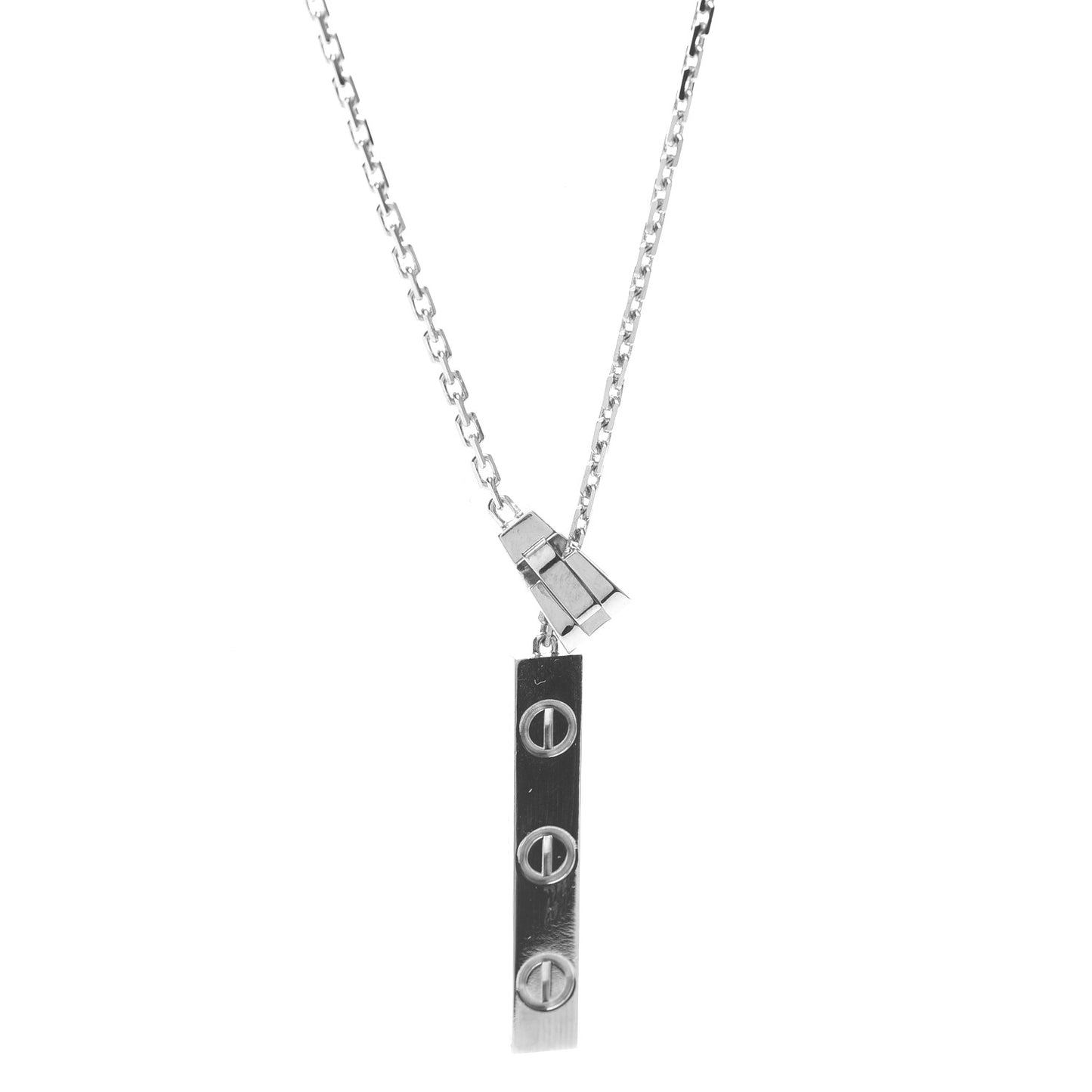 18K White Gold LOVE Lariat Necklace
