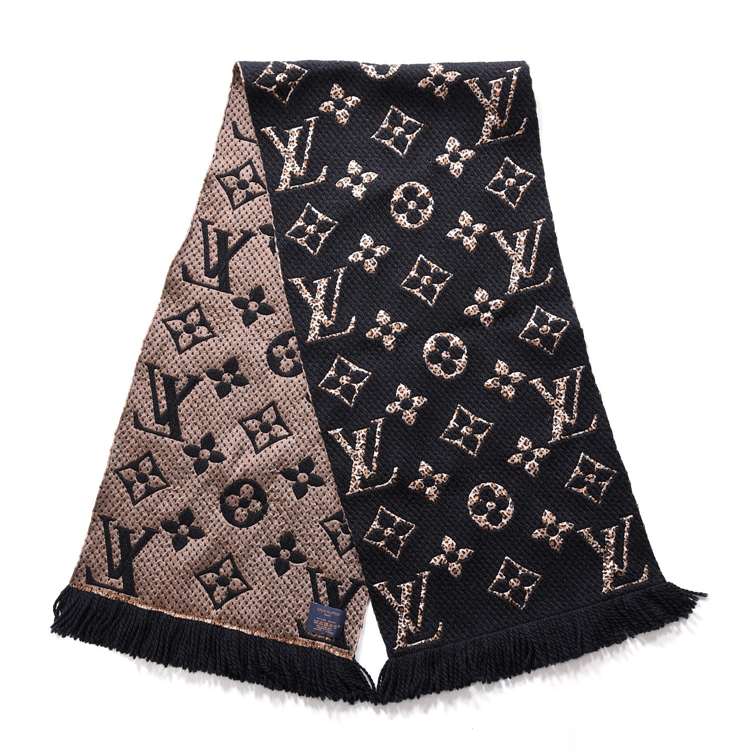 Louis Vuitton Wool Silk Monogram Giant Jungle Logomania Shine Scarf Black 2 of 3