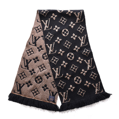 Louis Vuitton Wool Silk Monogram Giant Jungle Logomania Shine Scarf Black 2 of 3
