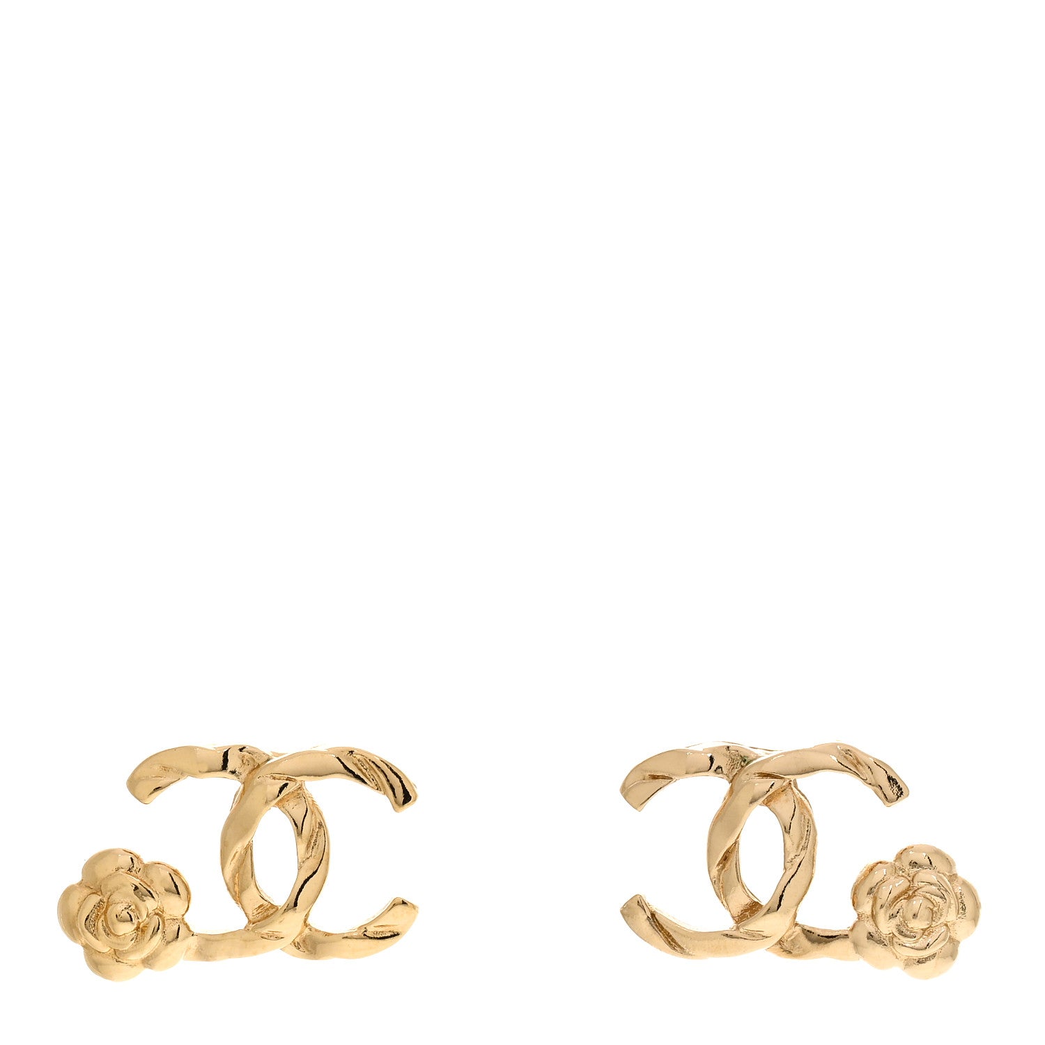Chanel Metal Camellia CC Earrings Gold 1 of 5