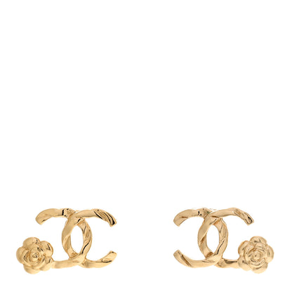 Chanel Metal Camellia CC Earrings Gold 1 of 5