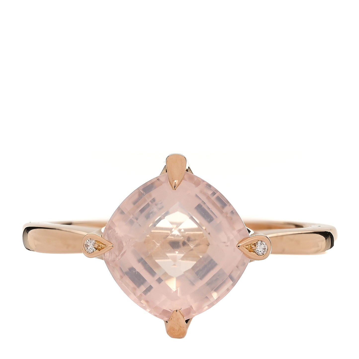 18K Pink Gold Diamond Rose Quartz Inde Mysterieuse Ring 54 6.75