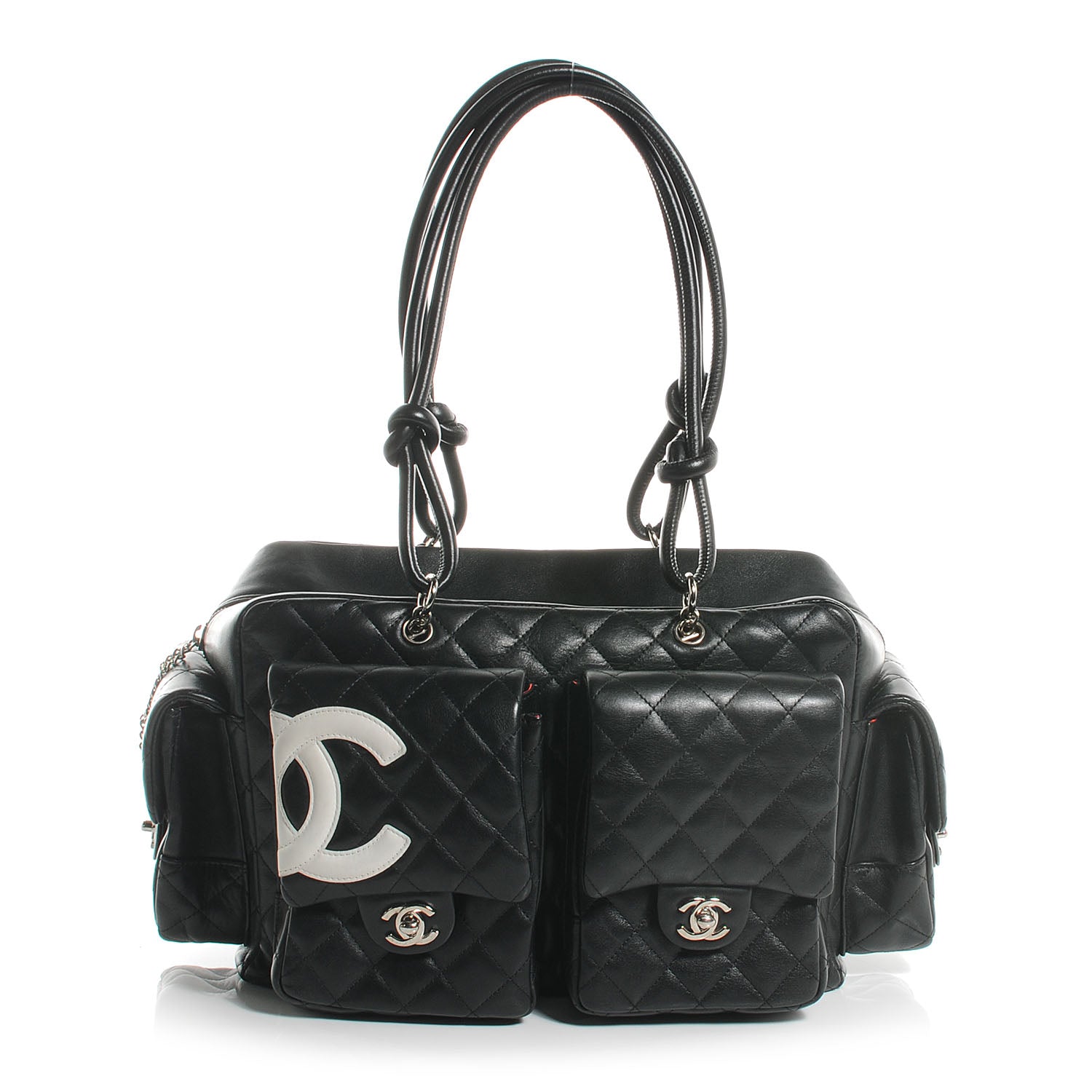 Chanel Calfskin Quilted Large Cambon Multipocket Reporter Black White 1 of 7