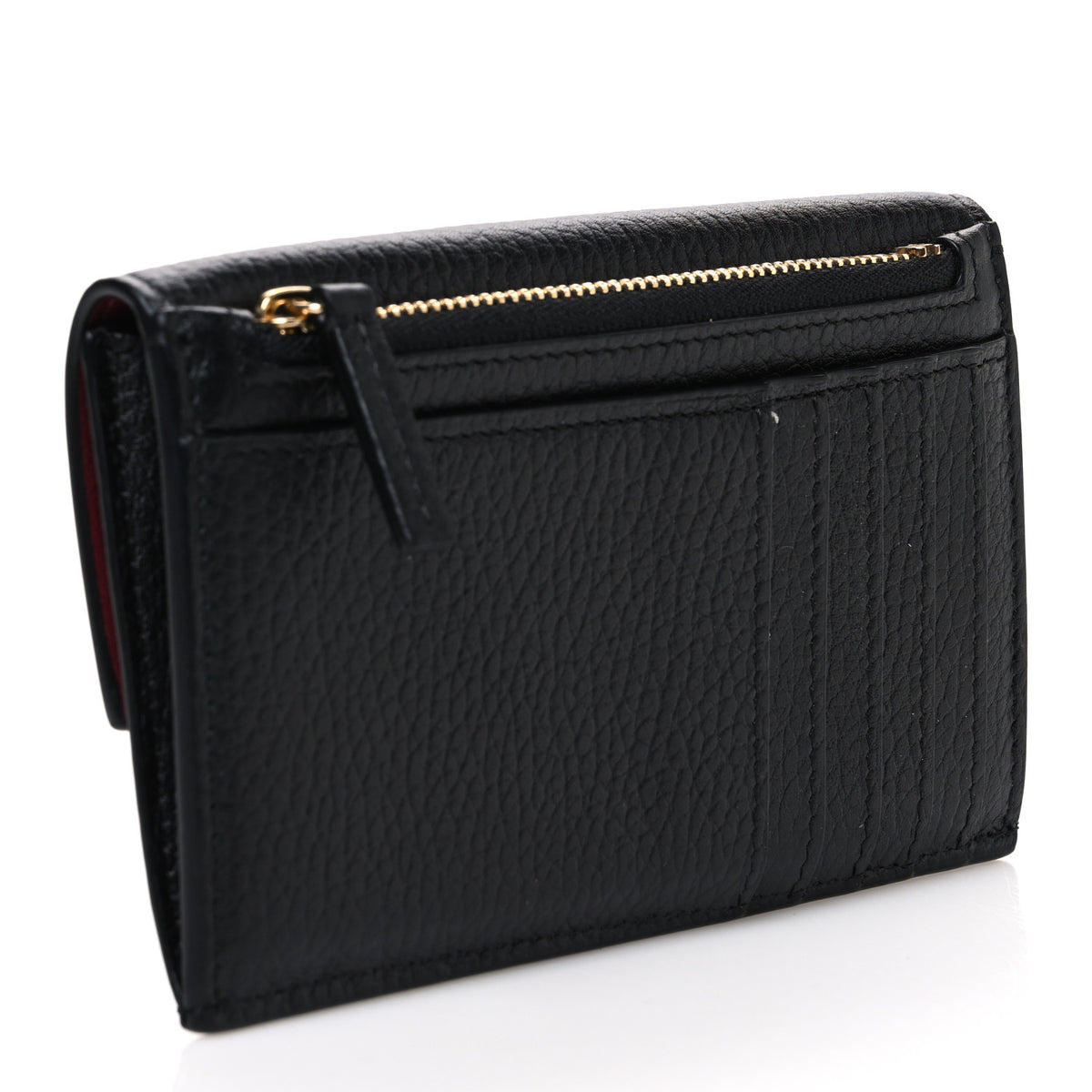 Grained Calfskin CC Flap Card Holder  Black