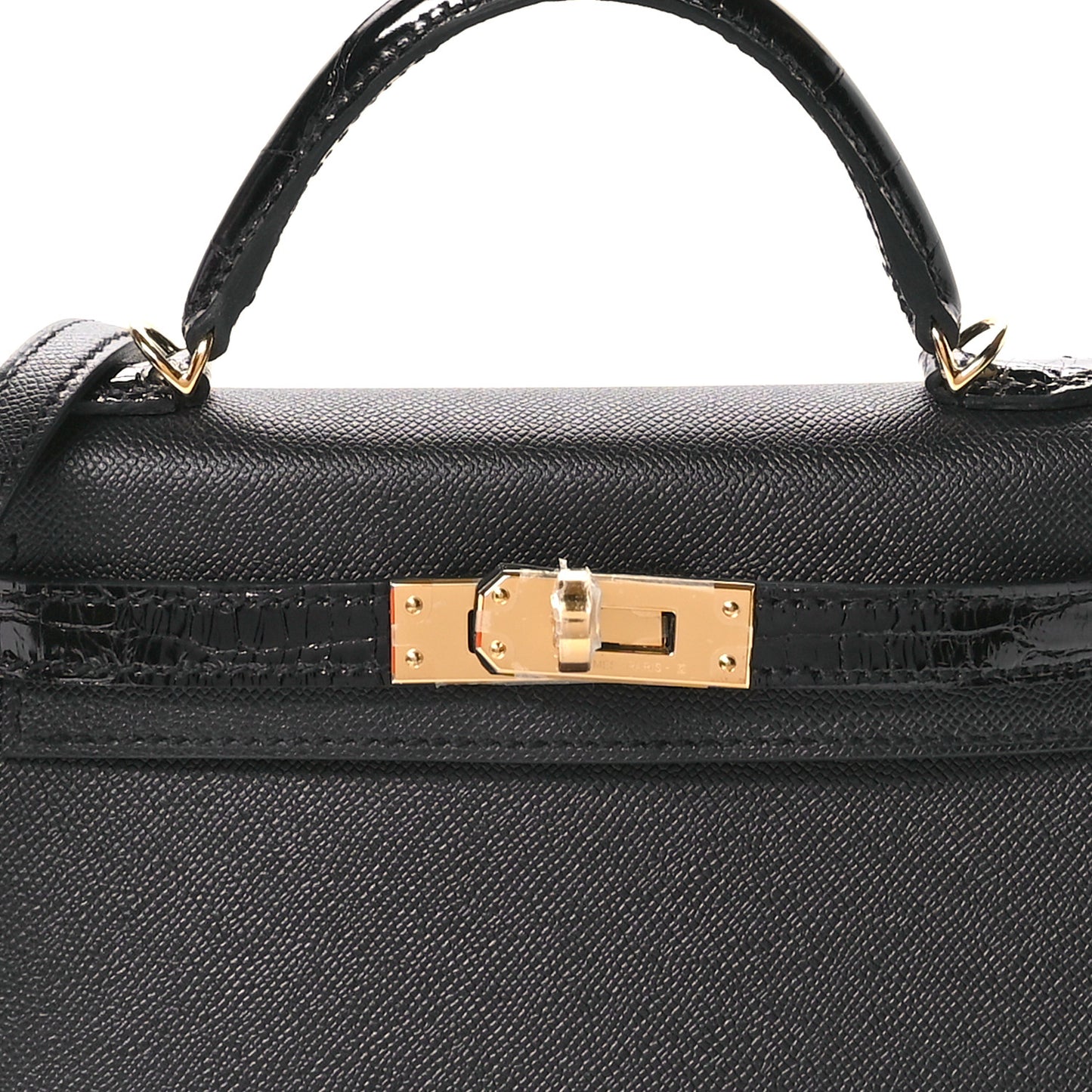 Madame Calfskin Shiny Alligator Mini Kelly Sellier Touch 20 Black