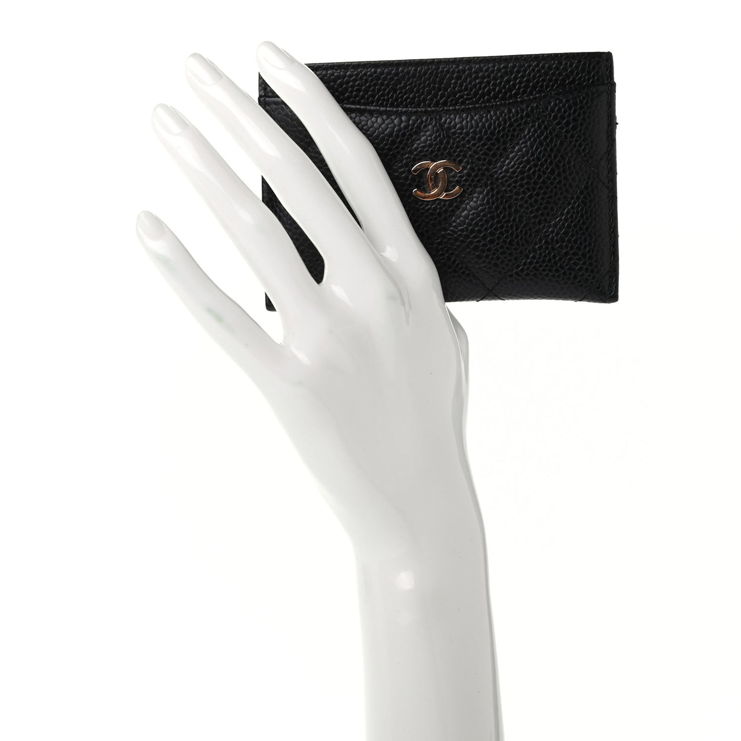 Caviar Quilted Card Holder Black
