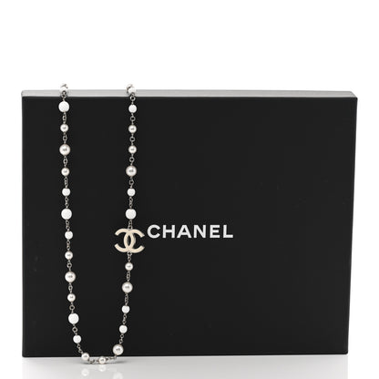 Chanel Pearl Beaded Enamel CC Long Necklace White 7 of 7