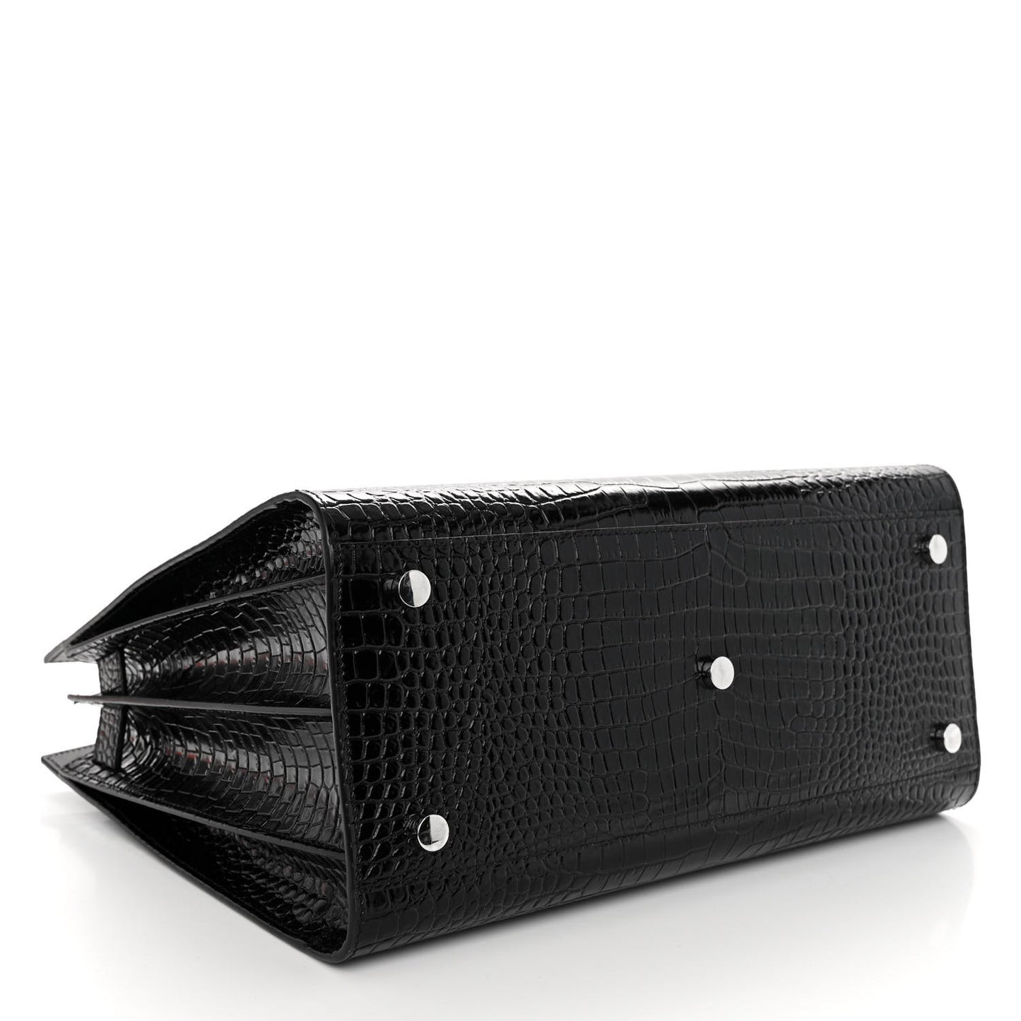 Calfskin Crocodile Embossed Small Sac de Jour Black