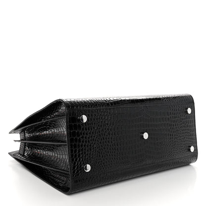 Saint Laurent Calfskin Crocodile Embossed Small Sac de Jour Black 4 of 9