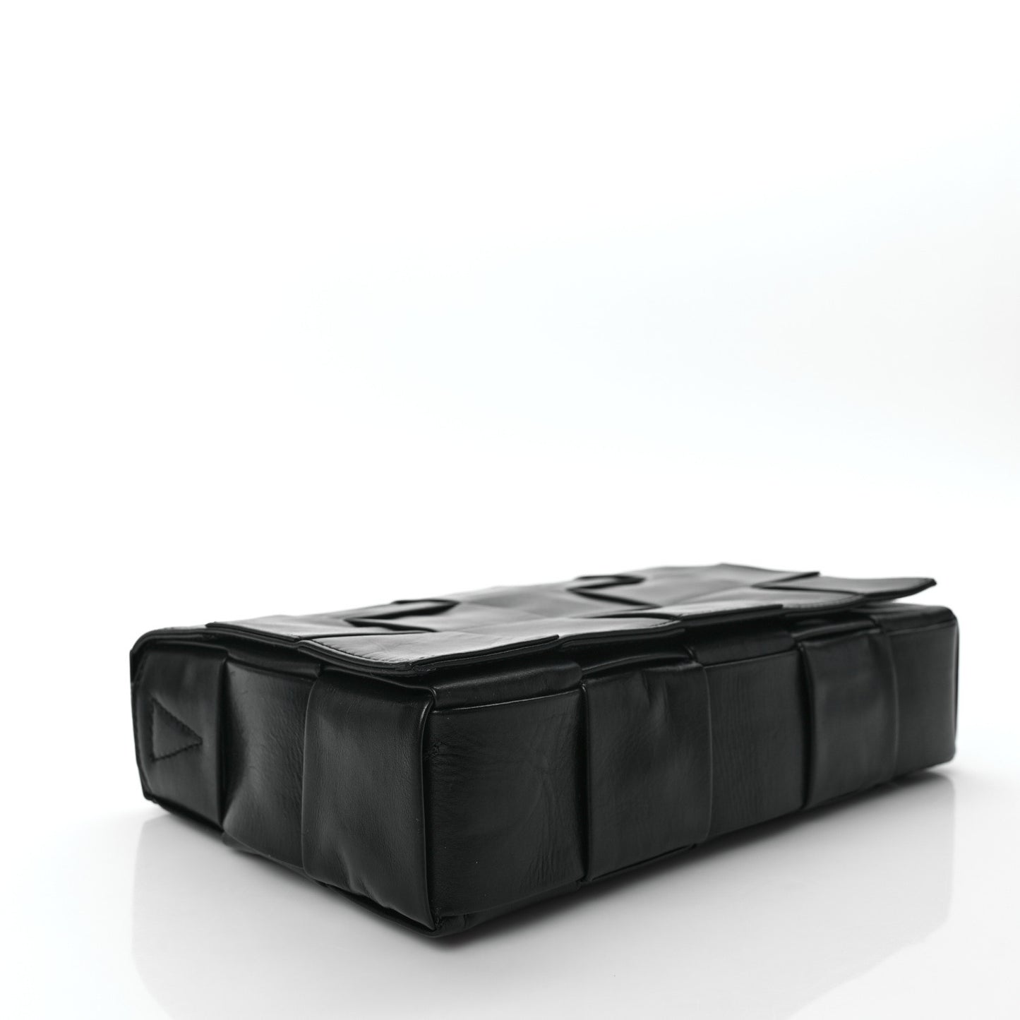 Paper Calfskin Maxi Intreccio Cassette Crossbody Bag Black