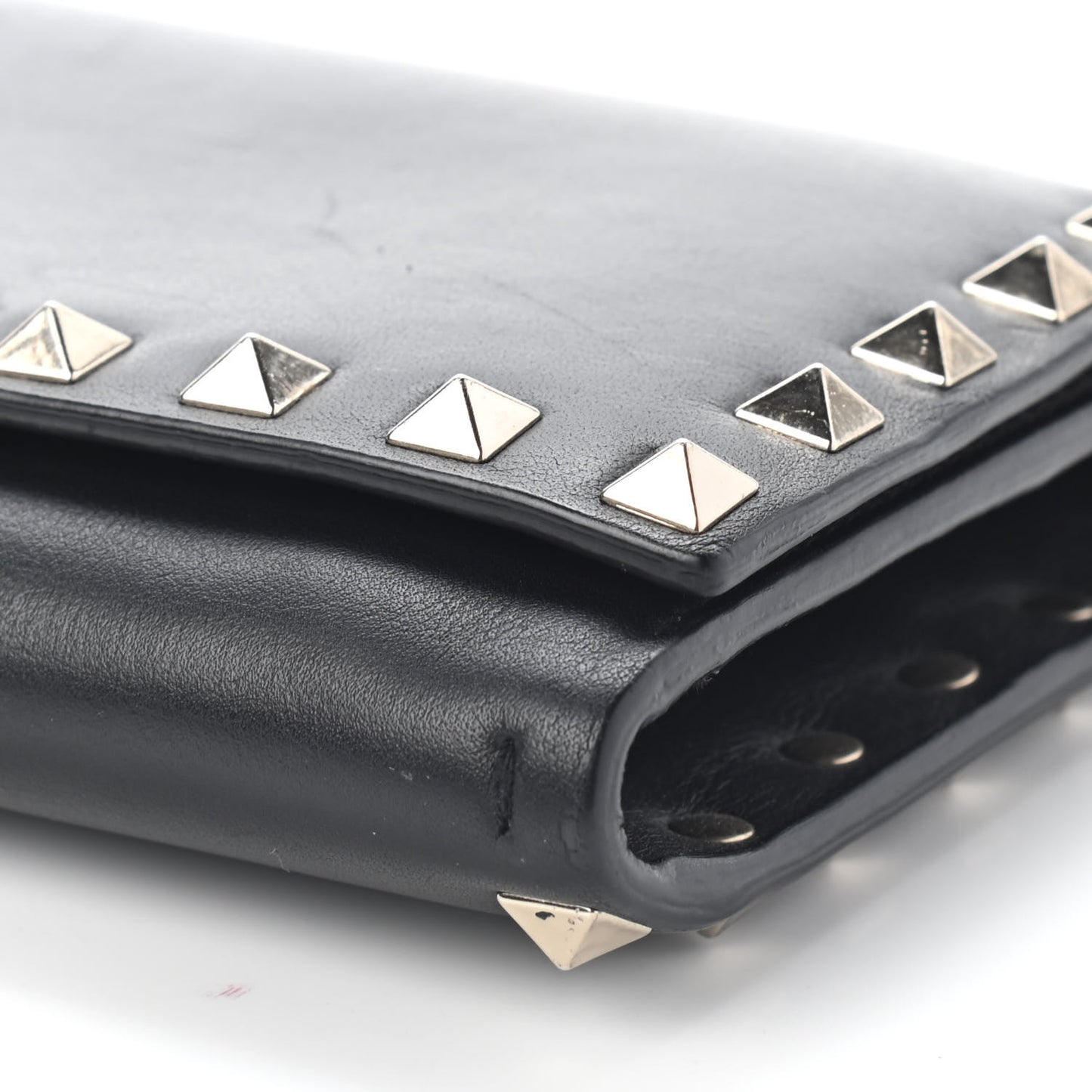 Vitello Rockstud Flap Wallet on Chain Black