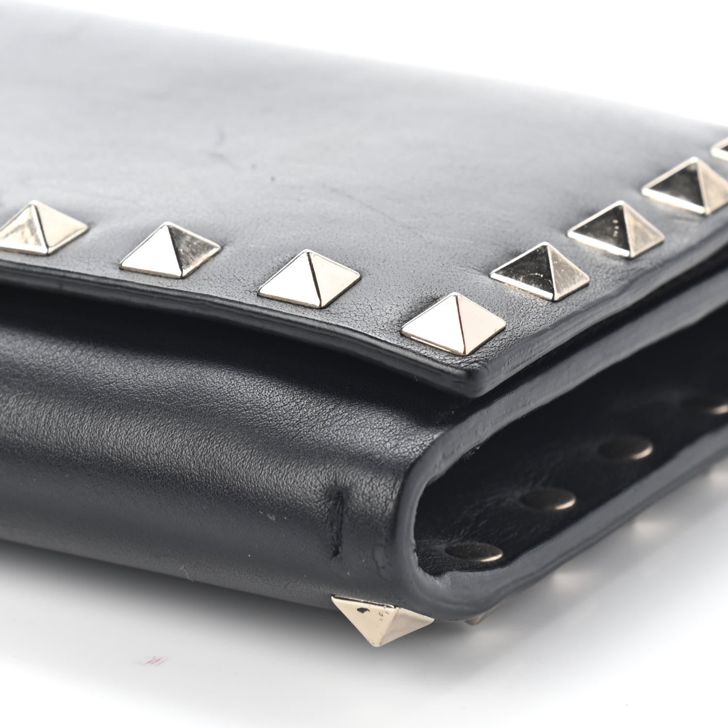 Valentino Garavani Vitello Rockstud Flap Wallet on Chain Black 10 of 10