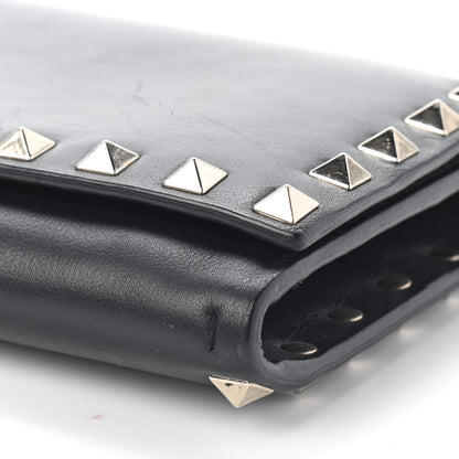 Valentino Garavani Vitello Rockstud Flap Wallet on Chain Black 10 of 10