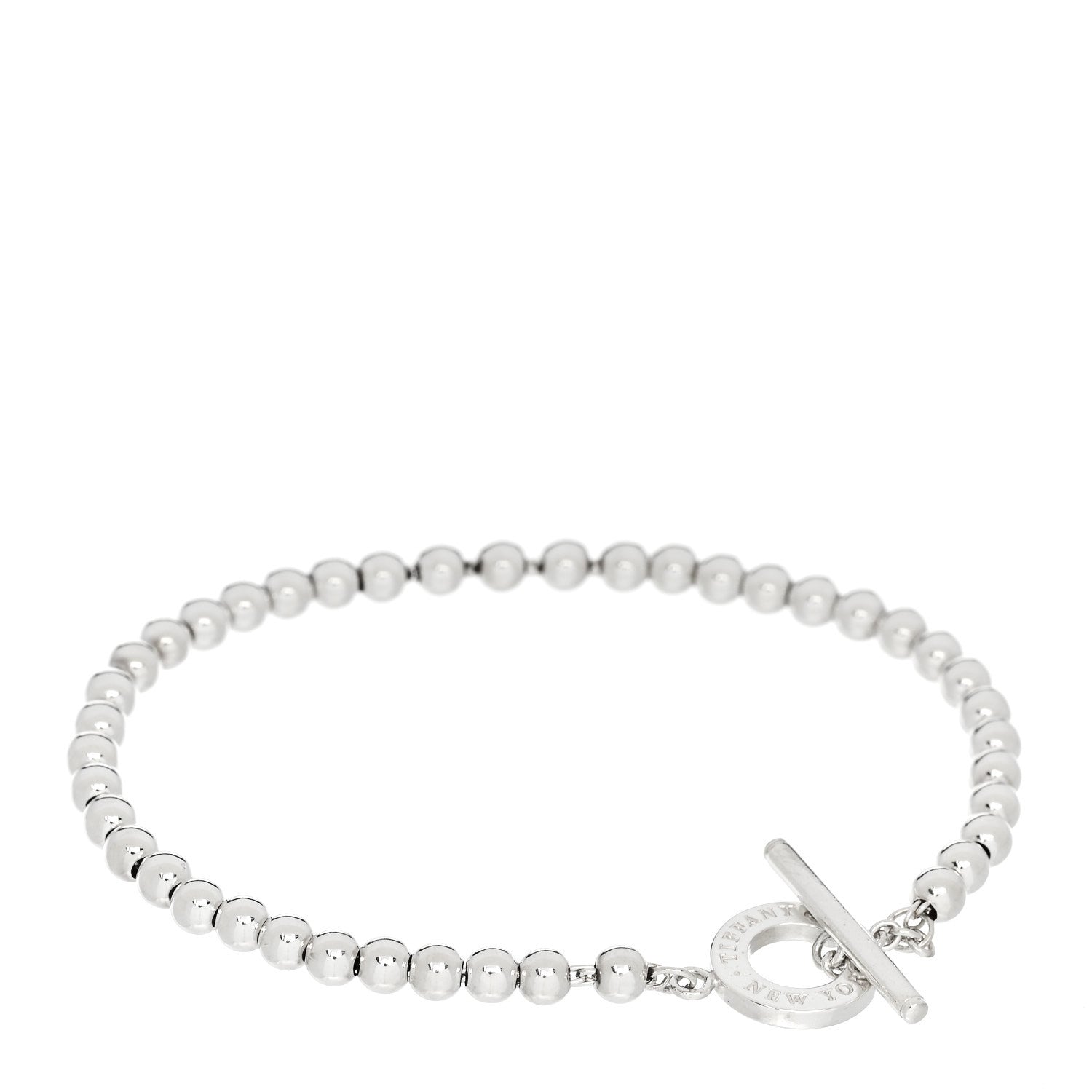 Tiffany Sterling Silver 4mm Beads Toggle Bracelet 1 of 4