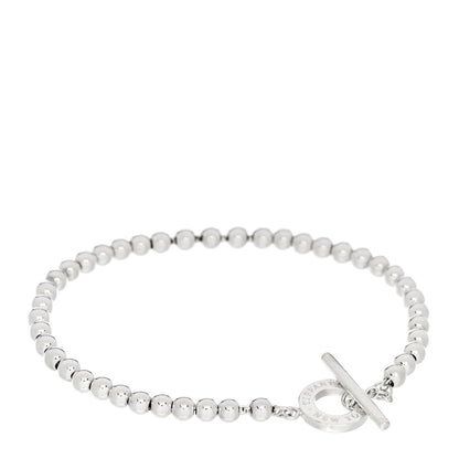 Tiffany Sterling Silver 4mm Beads Toggle Bracelet 1 of 4
