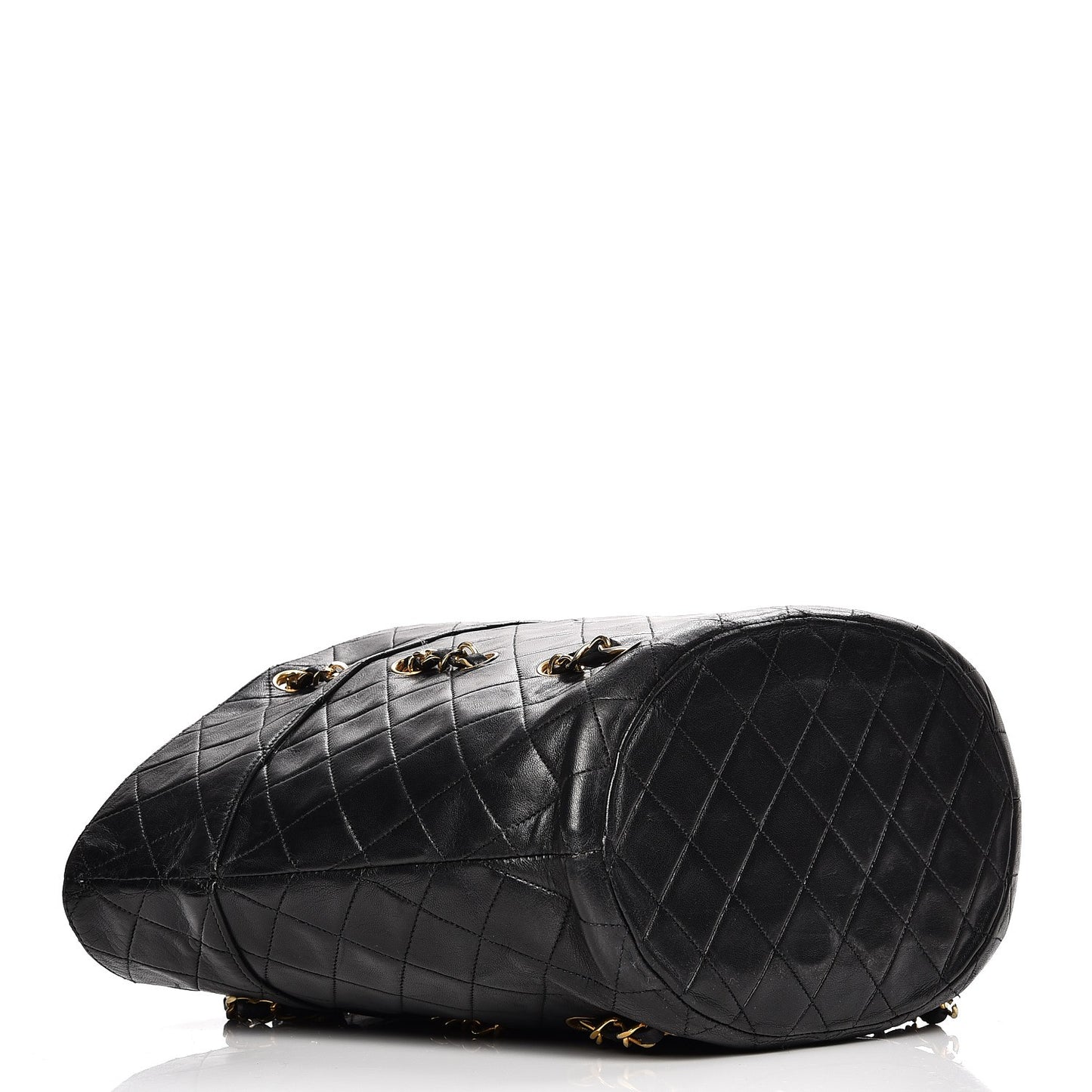 Lambskin Quilted Shopper Tote Black