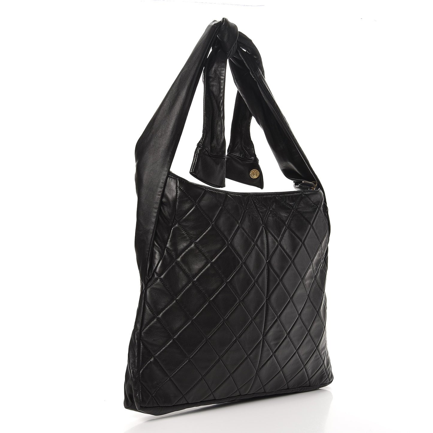 Lambskin Quilted Large Girl Bag Black