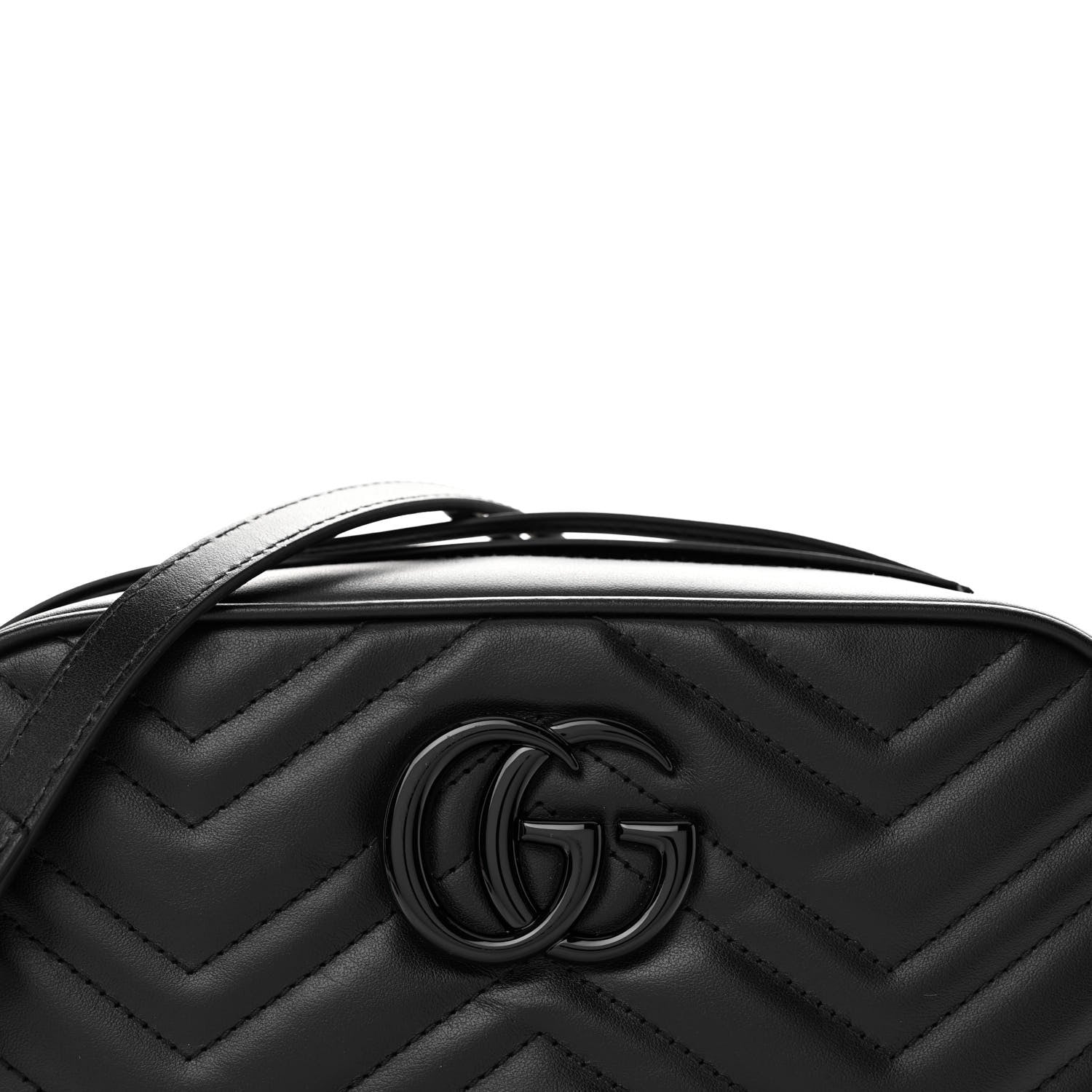 Gucci Calfskin Matelasse Monochrome Small GG Marmont Chain Shoulder Bag Black 8 of 11