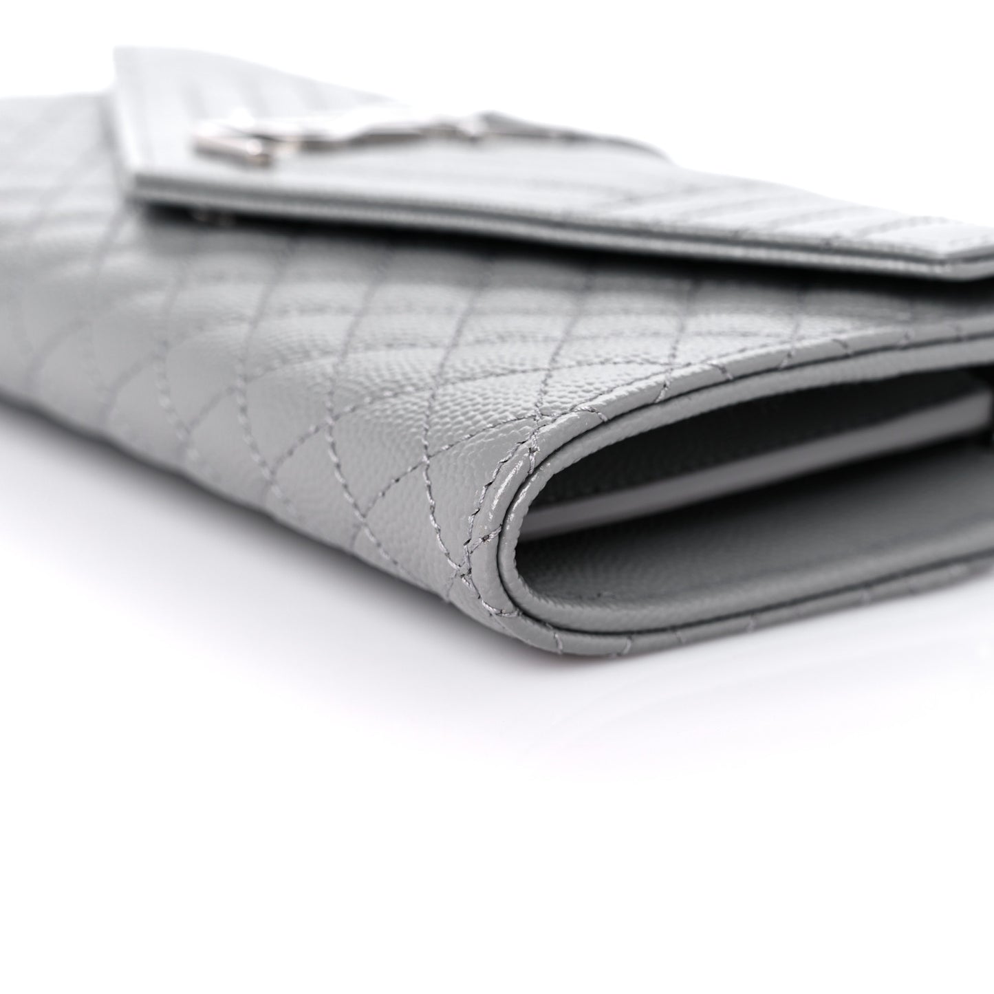 Grain De Poudre Mixed Matelasse Triquilt Large Monogram Wallet Stone