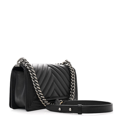 Chanel Lambskin Chevron Quilted Medium Boy Flap Black 3 of 13