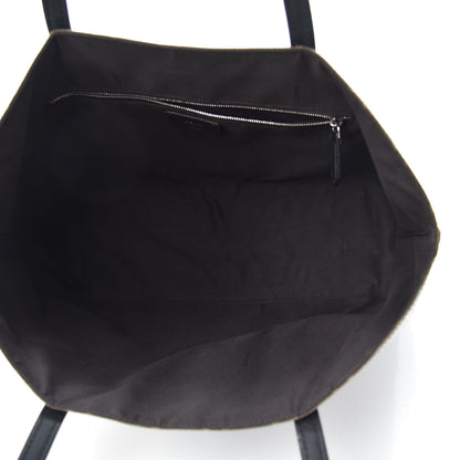 Fendi Glazed Fabric Vitello Century FF 1974 Stamp Patch Shopping Tote Mogano Panna Black 5 of 9
