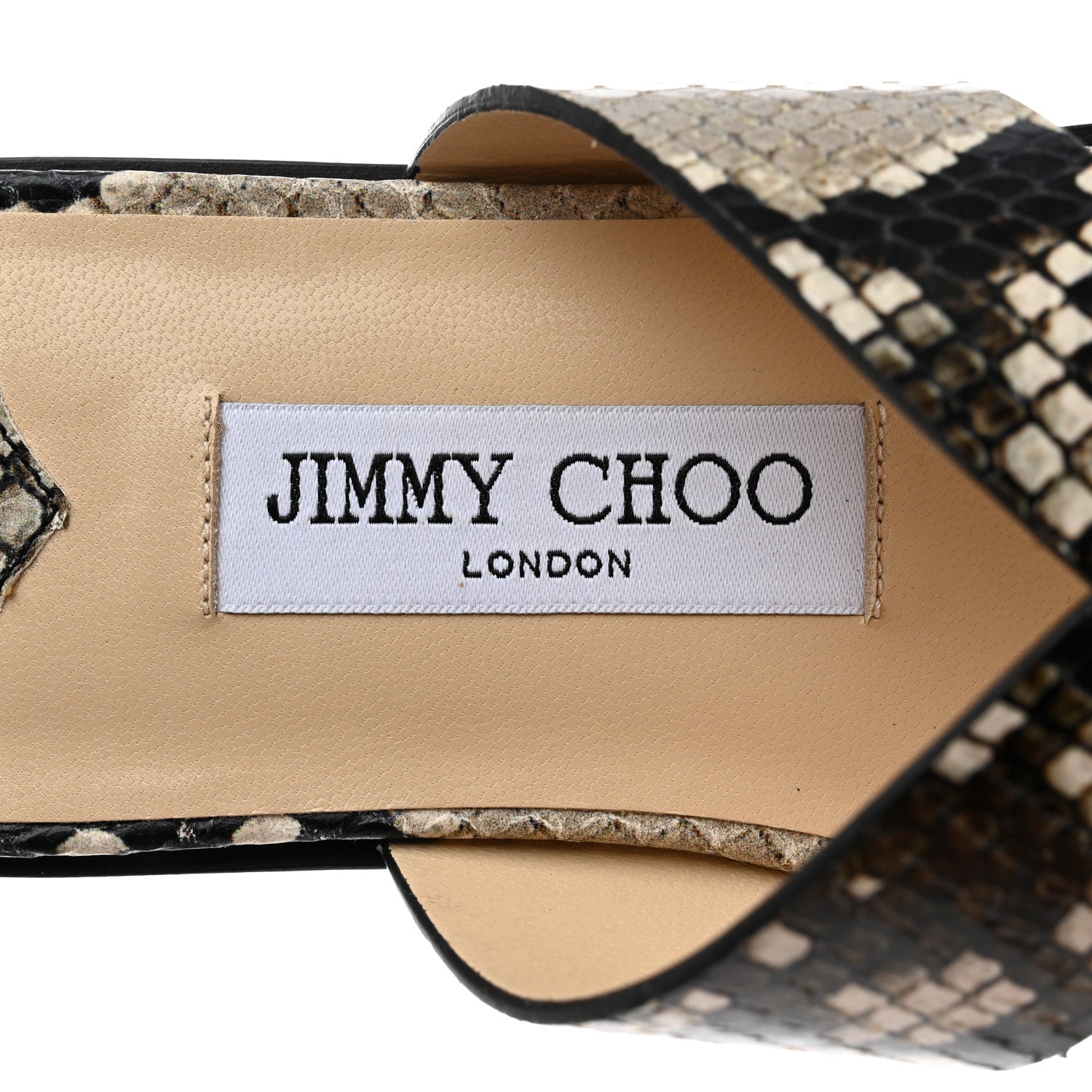 Jimmy Choo Calfskin Snake Print Atia Flat Sandals 37 Natural 6 of 8