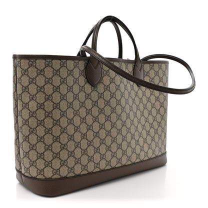 Gucci GG Supreme Monogram Textured Calfskin Medium Ophidia Shoulder Tote Bag Beige Ebony New Acero 3 of 15