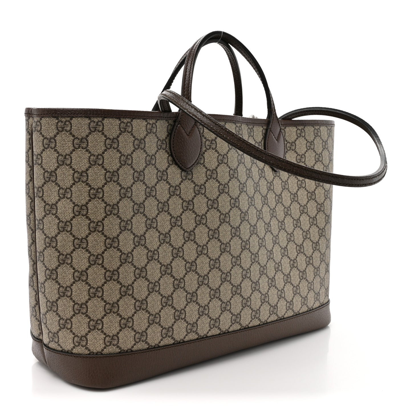 GG Supreme Monogram Textured Calfskin Medium Ophidia Shoulder Tote Bag Beige Ebony New Acero