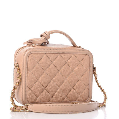 Chanel Caviar Quilted Small CC Filigree Vanity Case Beige 3 of 10