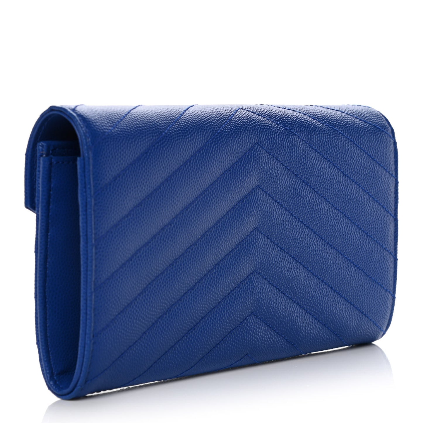 Grain De Poudre Matelasse Chevron Monogram Flap Wallet Royal Blue