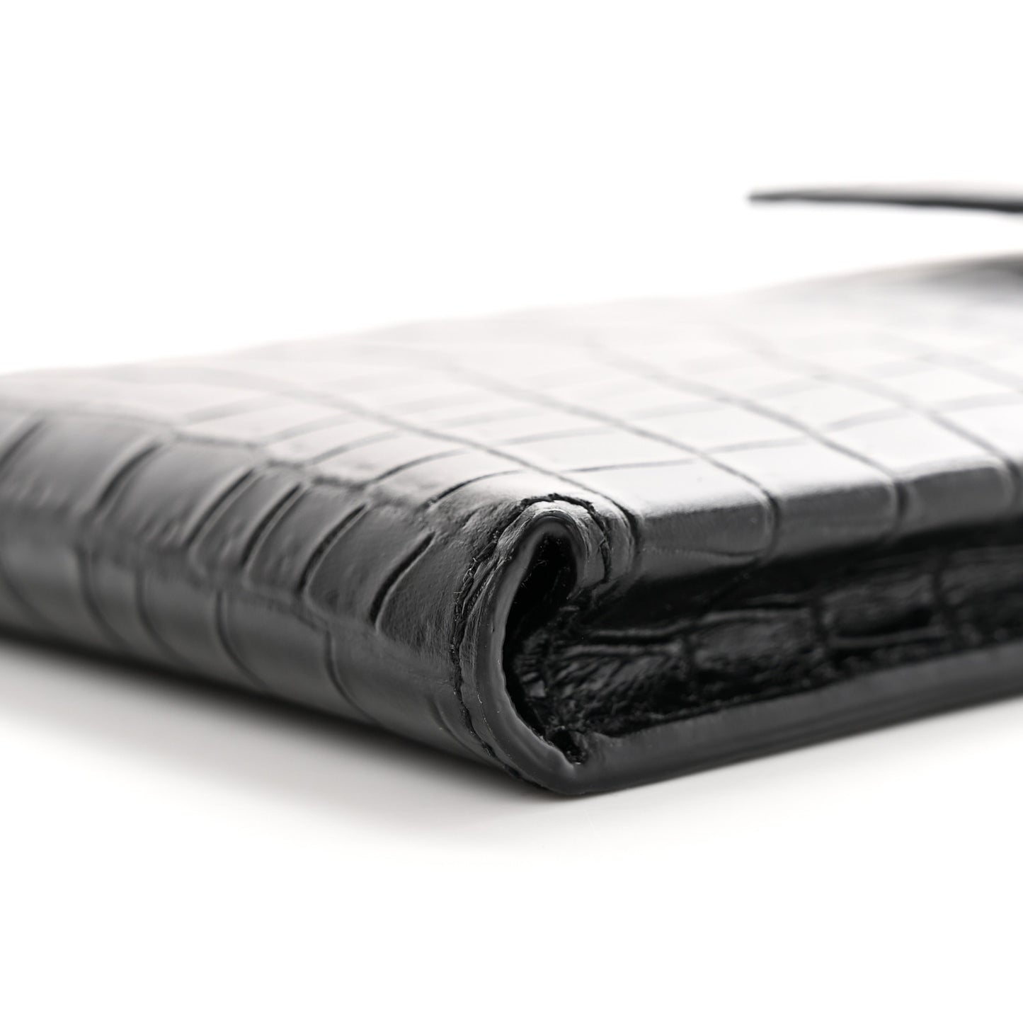 Calfskin Crocodile Embossed Phone Holder Crossbody Black
