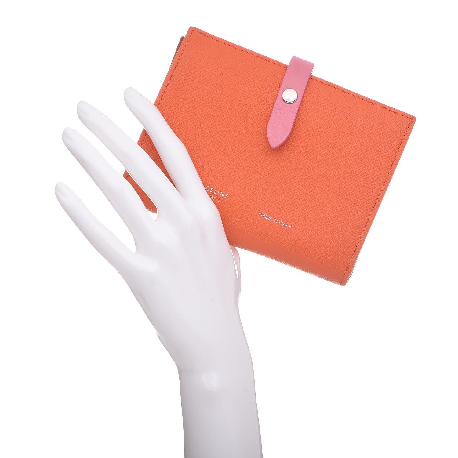 Celine Grained Calfskin Medium Multifunction Strap Wallet Orange 2 of 11