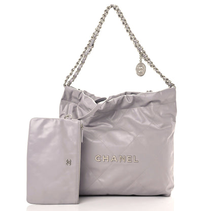 Chanel Shiny Calfskin Quilted Small Chanel 22 Grey 1 of 12